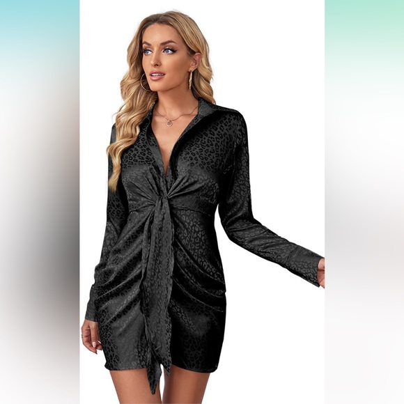 Wrap style dress silk new leopard black - Picture 7 of 7